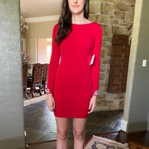 Red Dress with rhinestone cuffs